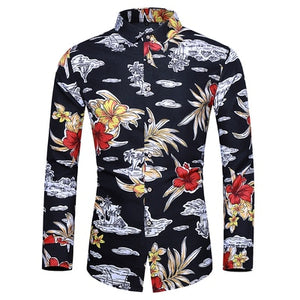 Casuals Shirt Men Autumn New Arrival Personality Printing Long Sleeve Shirts Mens Fashion Big Size Business Office Shirt 6XL 7XL