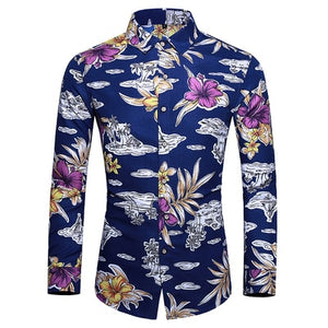 Casuals Shirt Men Autumn New Arrival Personality Printing Long Sleeve Shirts Mens Fashion Big Size Business Office Shirt 6XL 7XL