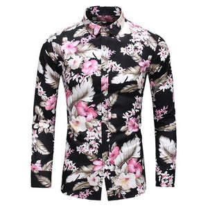 Casuals Shirt Men Autumn New Arrival Personality Printing Long Sleeve Shirts Mens Fashion Big Size Business Office Shirt 6XL 7XL