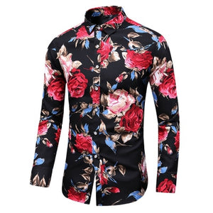 Casuals Shirt Men Autumn New Arrival Personality Printing Long Sleeve Shirts Mens Fashion Big Size Business Office Shirt 6XL 7XL