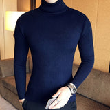 Winter High Neck Thick Warm Sweater Men Turtleneck Brand Mens Sweaters Slim Fit Pullover Men Knitwear Male Double collar