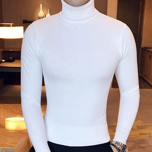 Winter High Neck Thick Warm Sweater Men Turtleneck Brand Mens Sweaters Slim Fit Pullover Men Knitwear Male Double collar