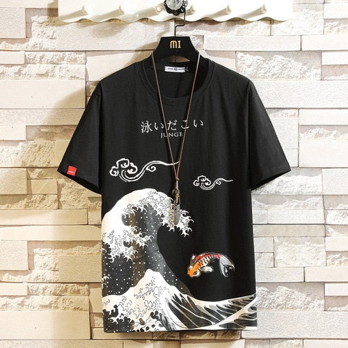 Funny Anime Print Oversized Men T Shirt Hip-Hop Cotton T-shirt O-neck Summer Japanese Male Causal Tshirts 5XL Fashion Loose Tees