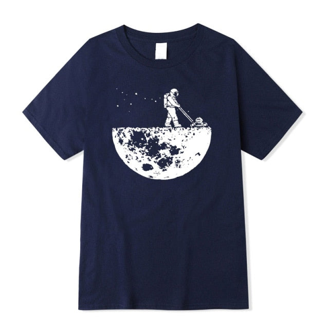 Highquality 100%cotton Lunar cleaner printing street style casual short sleeve men T shirt cool loose o-neck tshirt male t-shirt