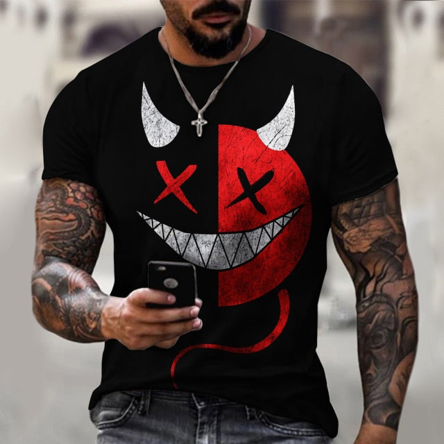 Men's Tshirt Causal Short Sleeve Shirt Quick-drying Clothing Men's Clothes Little devil Oversized T shirt Fashion Sweatshirt